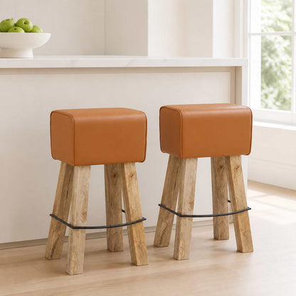 vidaXL Bar Stool 2 pcs 44 x 33 x 74 cm Real Leather