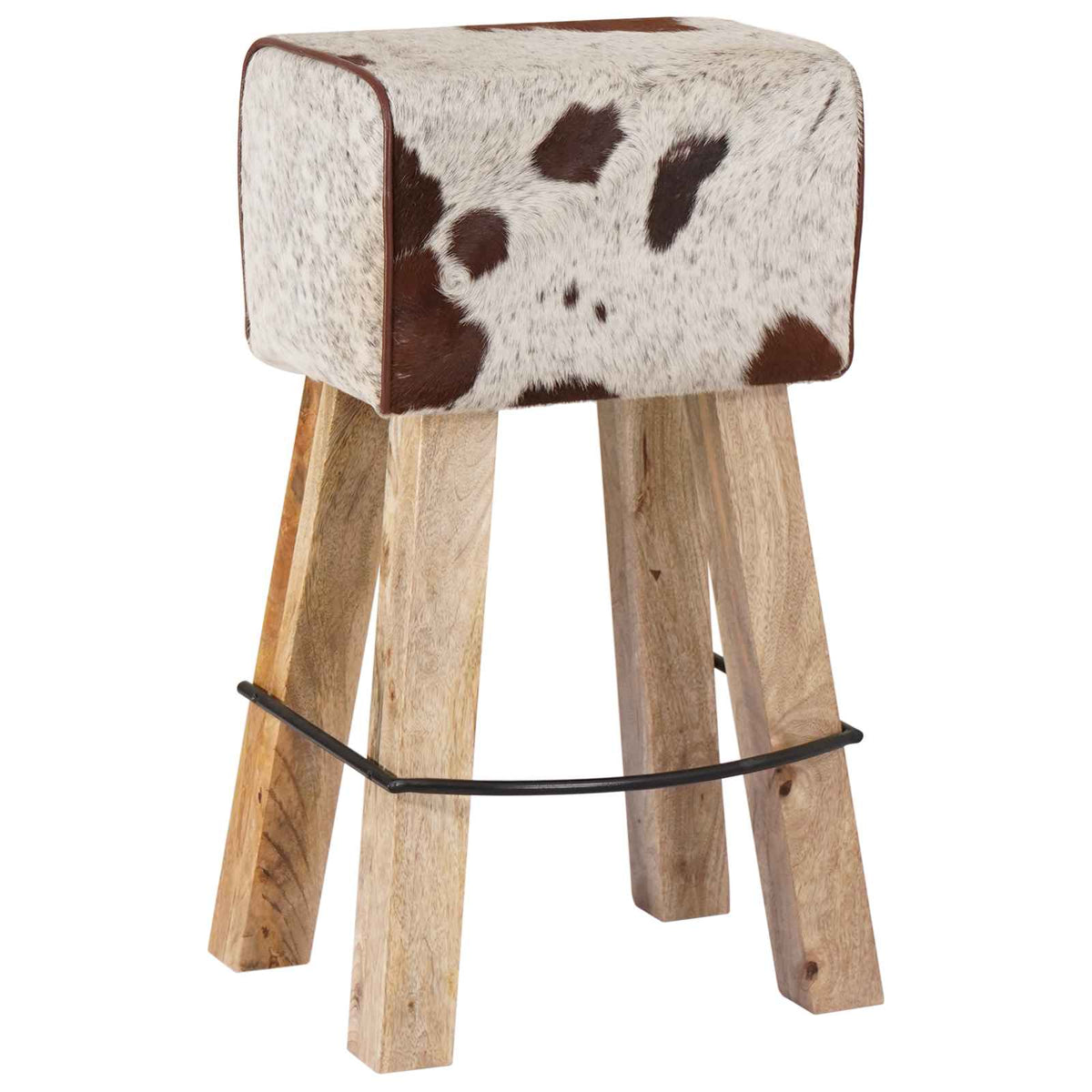vidaXL Bar Stool 2 pcs Brown and White 44 x 33 x 74 cm Real Leather 3