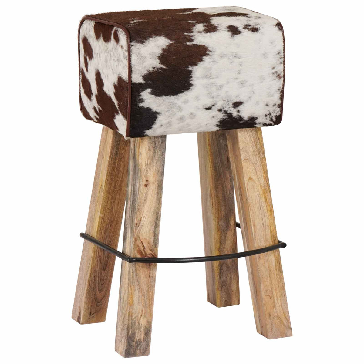 vidaXL Bar Stool 2 pcs Brown and White 44 x 33 x 74 cm Real Leather 4