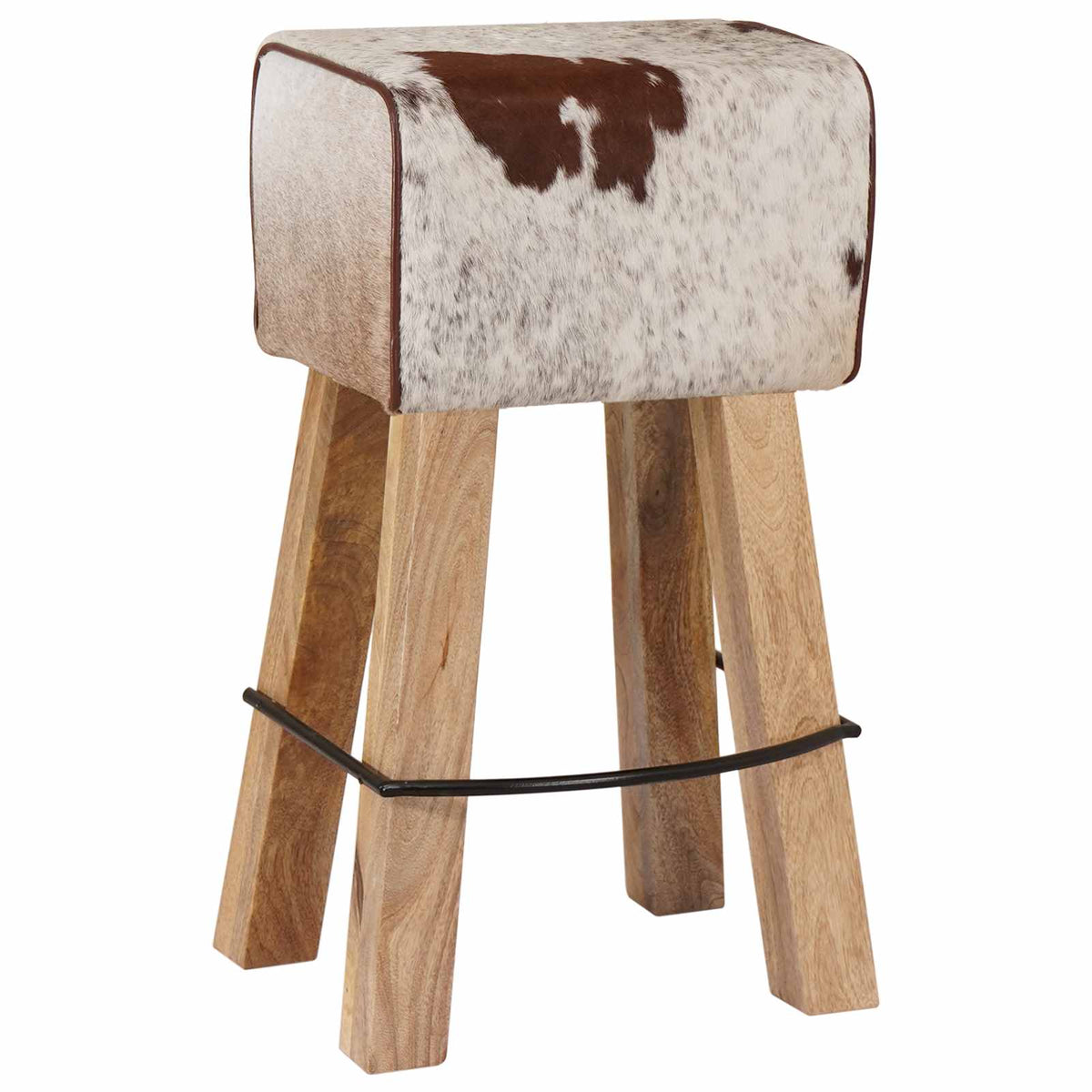 vidaXL Bar Stool 2 pcs Brown and White 44 x 33 x 74 cm Real Leather 5