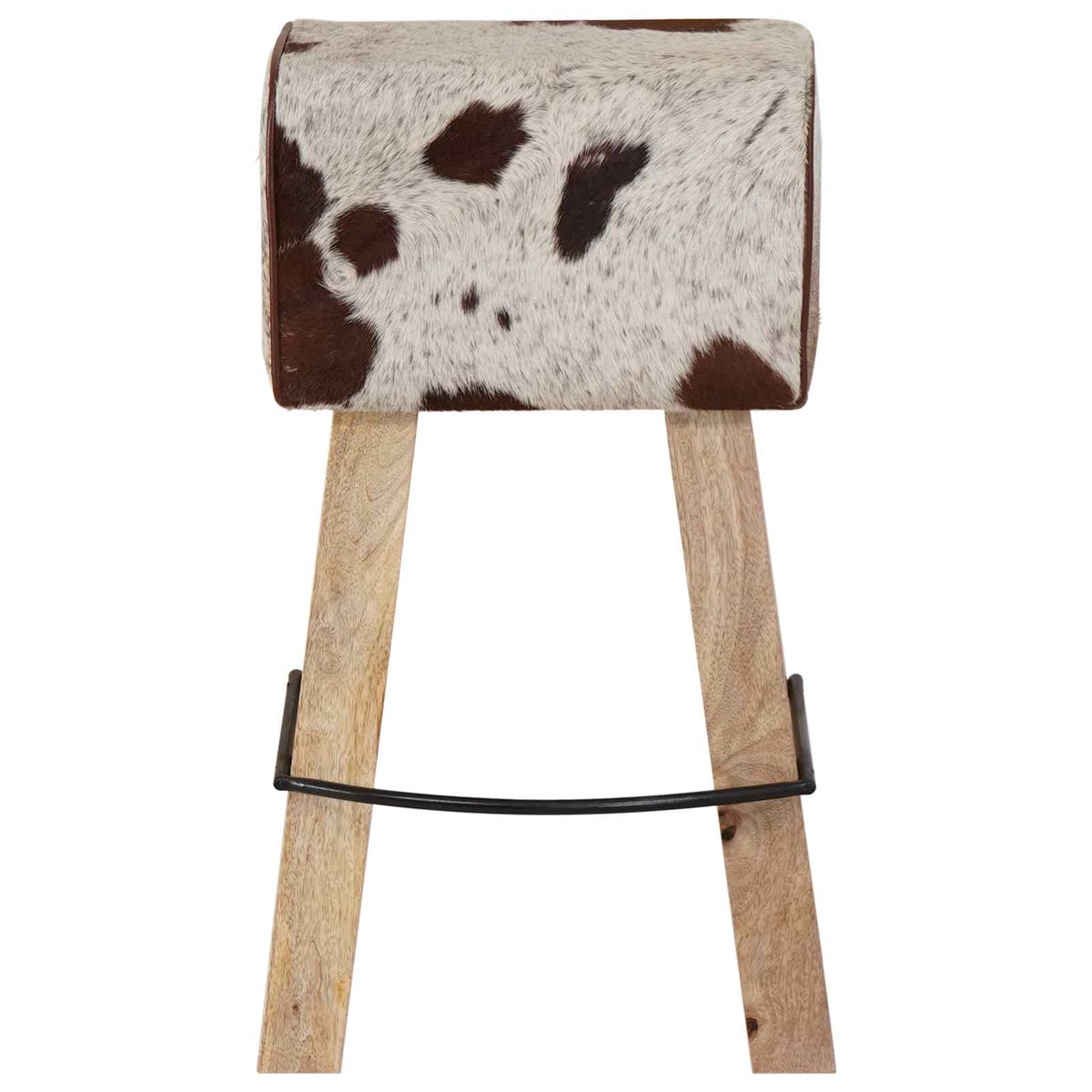 vidaXL Bar Stool 2 pcs Brown and White 44 x 33 x 74 cm Real Leather 6