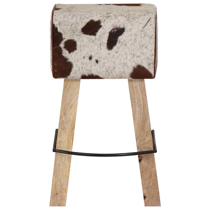 vidaXL Bar Stool 2 pcs Brown and White 44 x 33 x 74 cm Real Leather 6