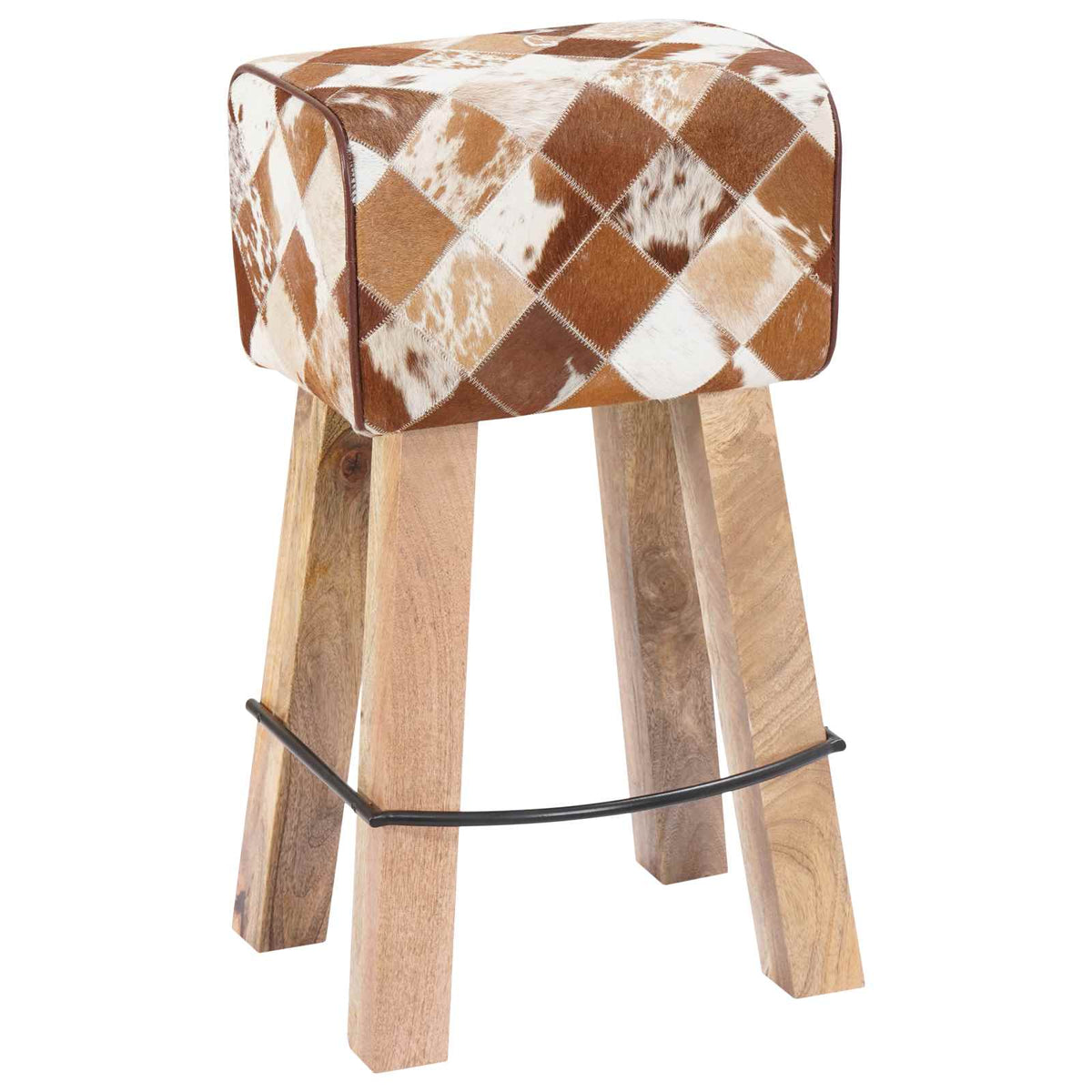 vidaXL Bar Stool 2 pcs Brown Patchwork 44 x 33 x 74 cm Real Leather 3