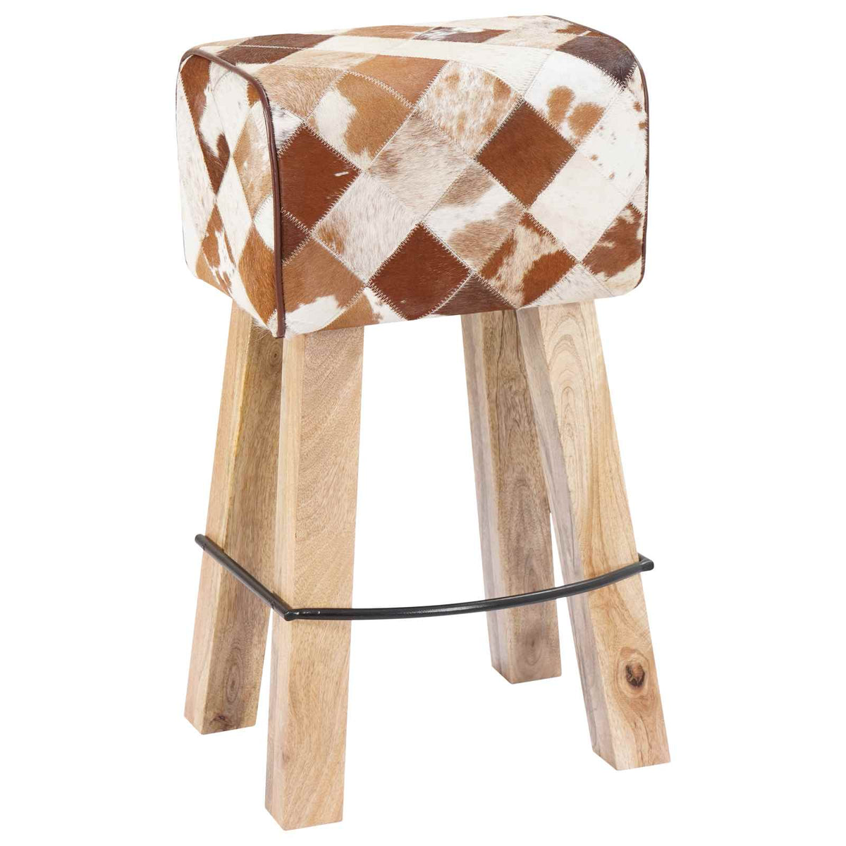 vidaXL Bar Stool 2 pcs Brown Patchwork 44 x 33 x 74 cm Real Leather 4