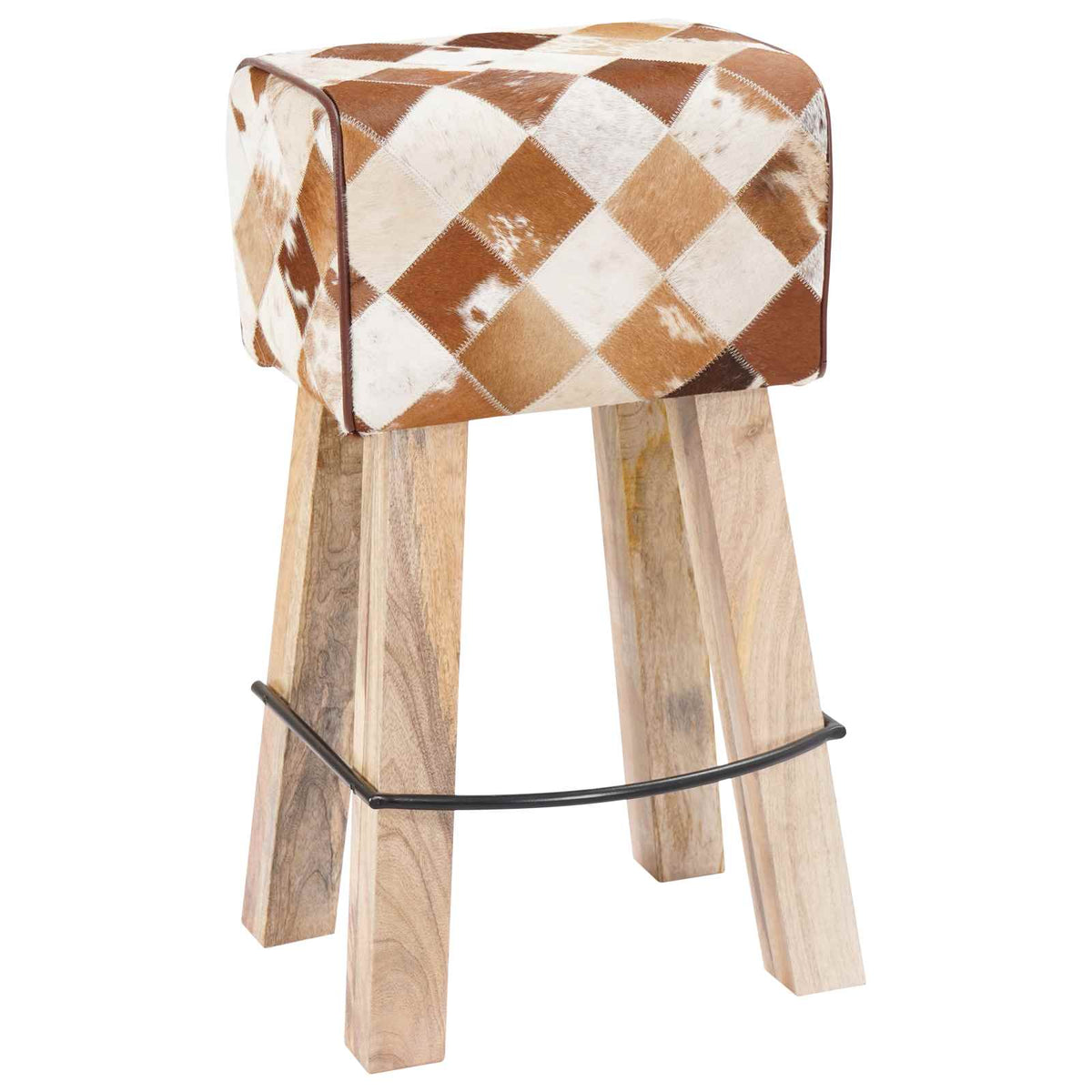 vidaXL Bar Stool 2 pcs Brown Patchwork 44 x 33 x 74 cm Real Leather 5
