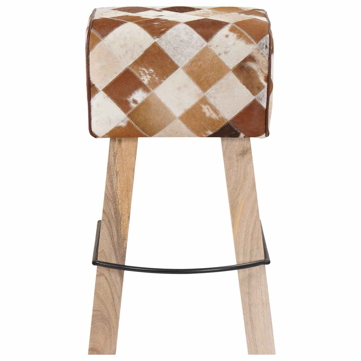 vidaXL Bar Stool 2 pcs Brown Patchwork 44 x 33 x 74 cm Real Leather 6