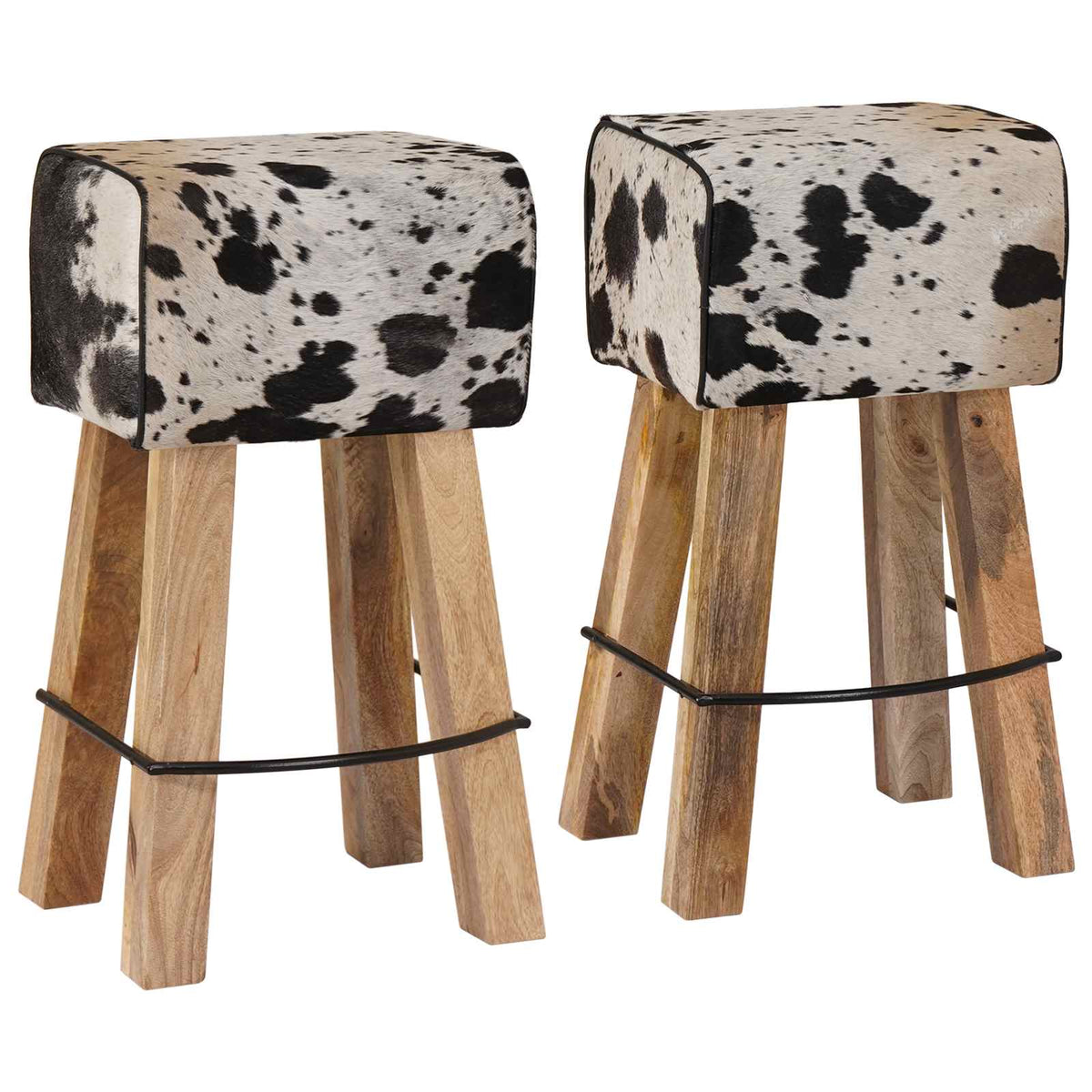vidaXL Bar Stool 2 pcs Black and White 44 x 33 x 74 cm Real Leather 2