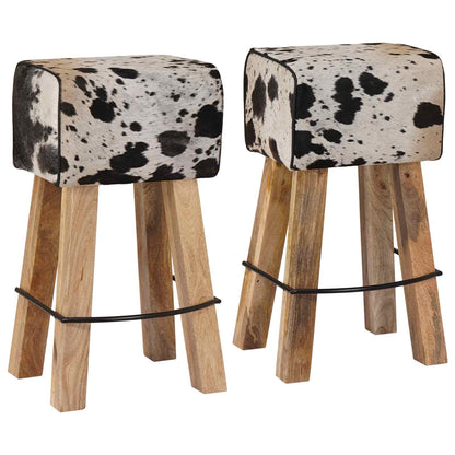 vidaXL Bar Stool 2 pcs Black and White 44 x 33 x 74 cm Real Leather 2