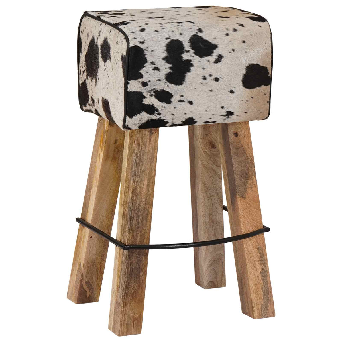 vidaXL Bar Stool 2 pcs Black and White 44 x 33 x 74 cm Real Leather 3