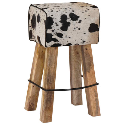 vidaXL Bar Stool 2 pcs Black and White 44 x 33 x 74 cm Real Leather 3