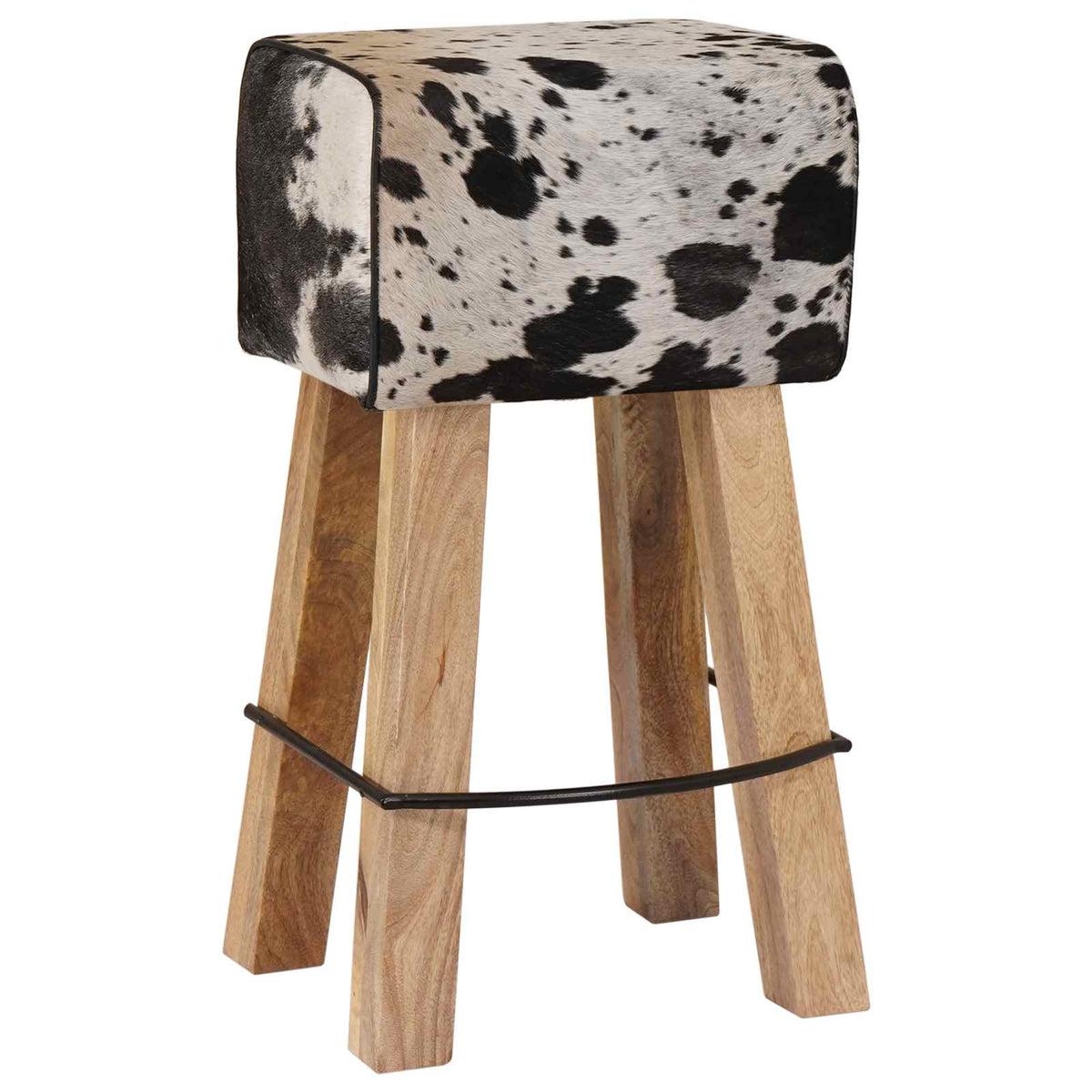 vidaXL Bar Stool 2 pcs Black and White 44 x 33 x 74 cm Real Leather 4