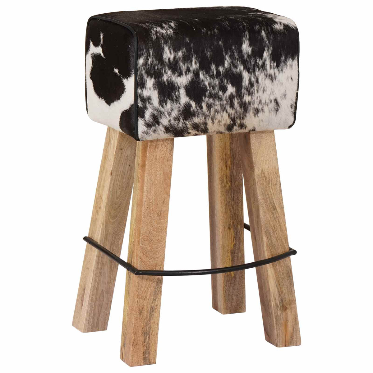 vidaXL Bar Stool 2 pcs Black and White 44 x 33 x 74 cm Real Leather 5
