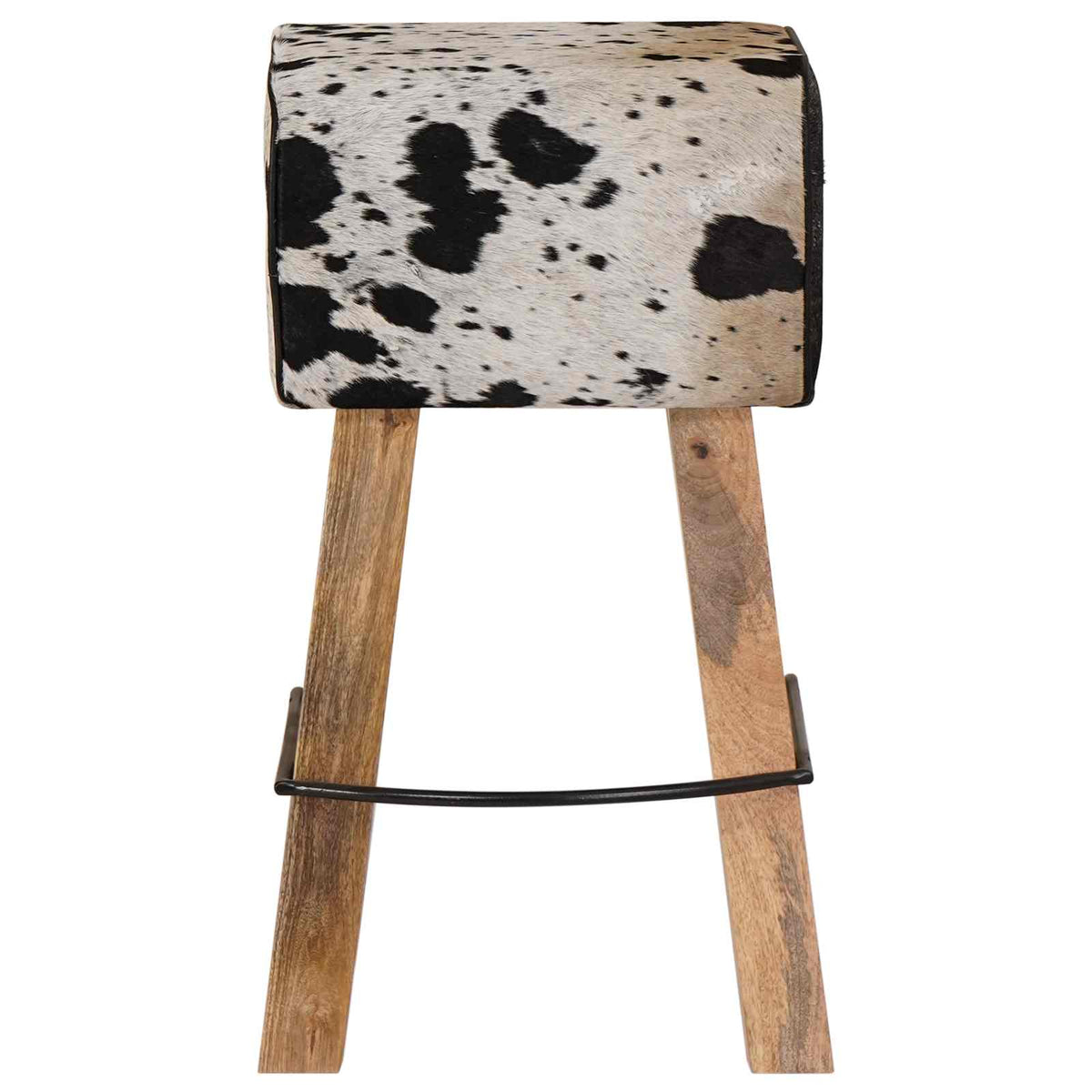 vidaXL Bar Stool 2 pcs Black and White 44 x 33 x 74 cm Real Leather 6