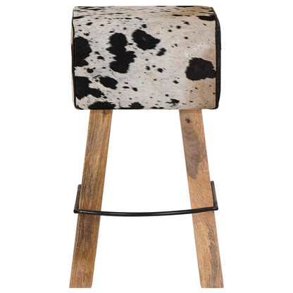 vidaXL Bar Stool 2 pcs Black and White 44 x 33 x 74 cm Real Leather 6