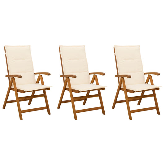 vidaXL Reclining Garden Chairs 3 pcs Natural Solid Acacia Wood 2
