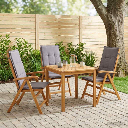 vidaXL Reclining Garden Chairs 3 pcs Natural Solid Acacia Wood 1