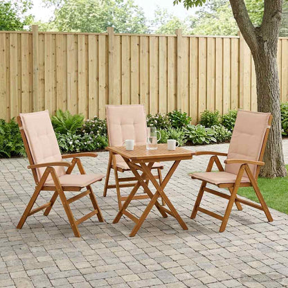 Reclining Garden Chairs Natural Solid Acacia Wood 3 with beige cushion