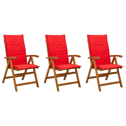 vidaXL Reclining Garden Chairs 3 pcs Natural Solid Acacia Wood 2