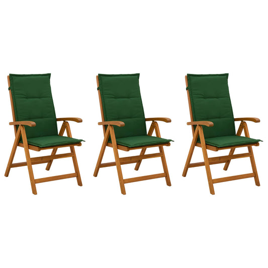vidaXL Reclining Garden Chairs 3 pcs Natural Solid Acacia Wood 2