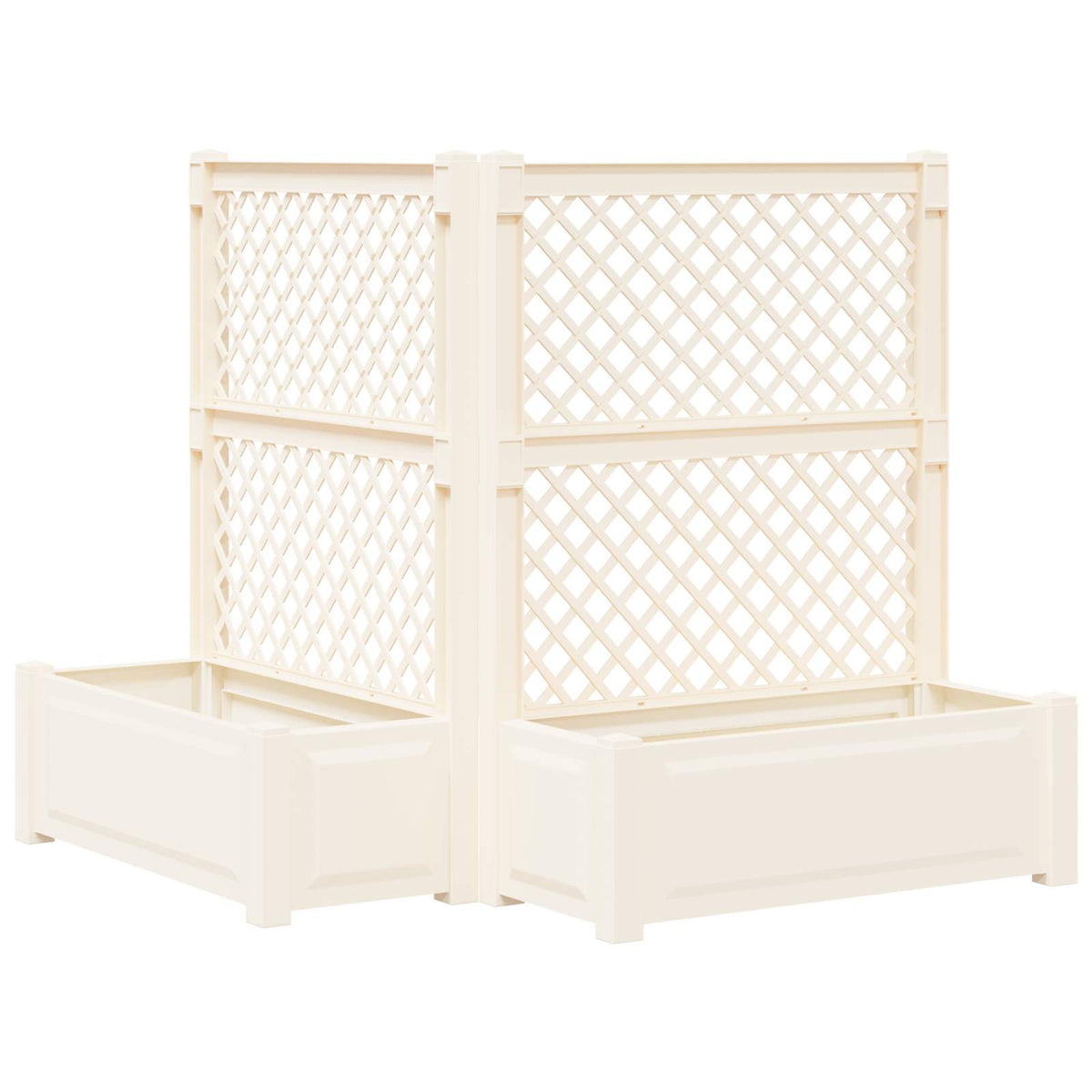 vidaXL Big Planter with Trellis 2 pcs PP White 1