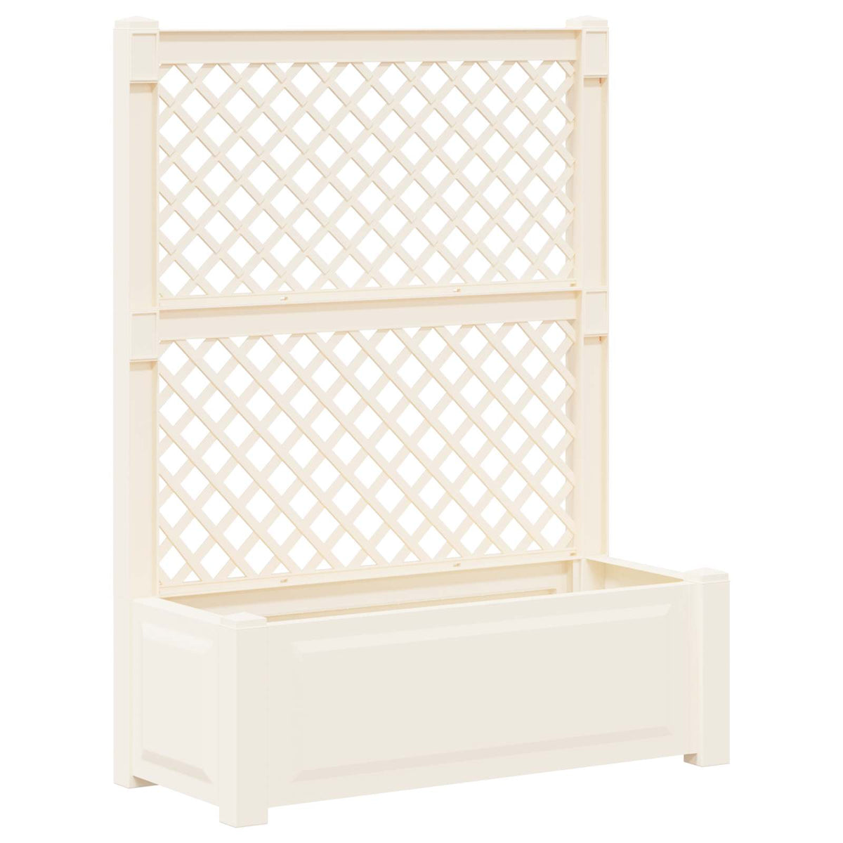 vidaXL Big Planter with Trellis 2 pcs PP White 3