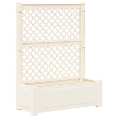 vidaXL Big Planter with Trellis 2 pcs PP White 3