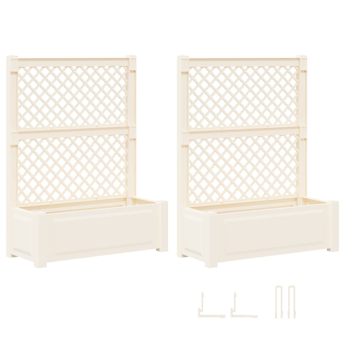 vidaXL Big Planter with Trellis 2 pcs PP White 4