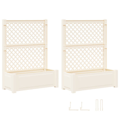 vidaXL Big Planter with Trellis 2 pcs PP White 4