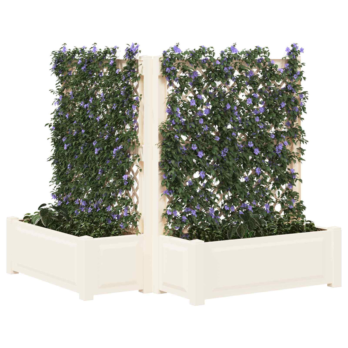 vidaXL Big Planter with Trellis 2 pcs PP White 2