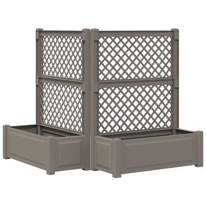 vidaXL Big Planter with Trellis 2 pcs PP Grey 1