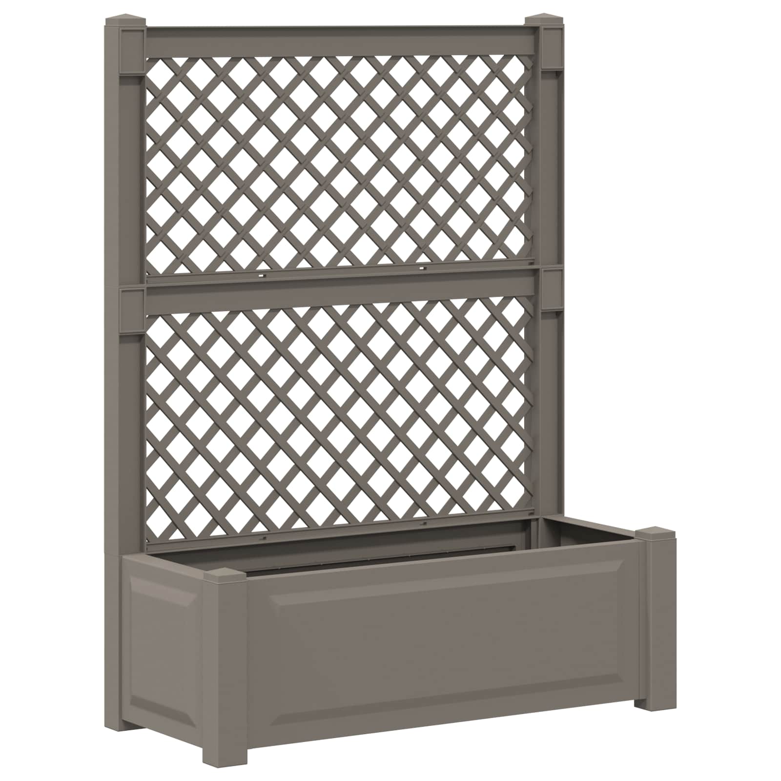 vidaXL Big Planter with Trellis 2 pcs PP Grey 3