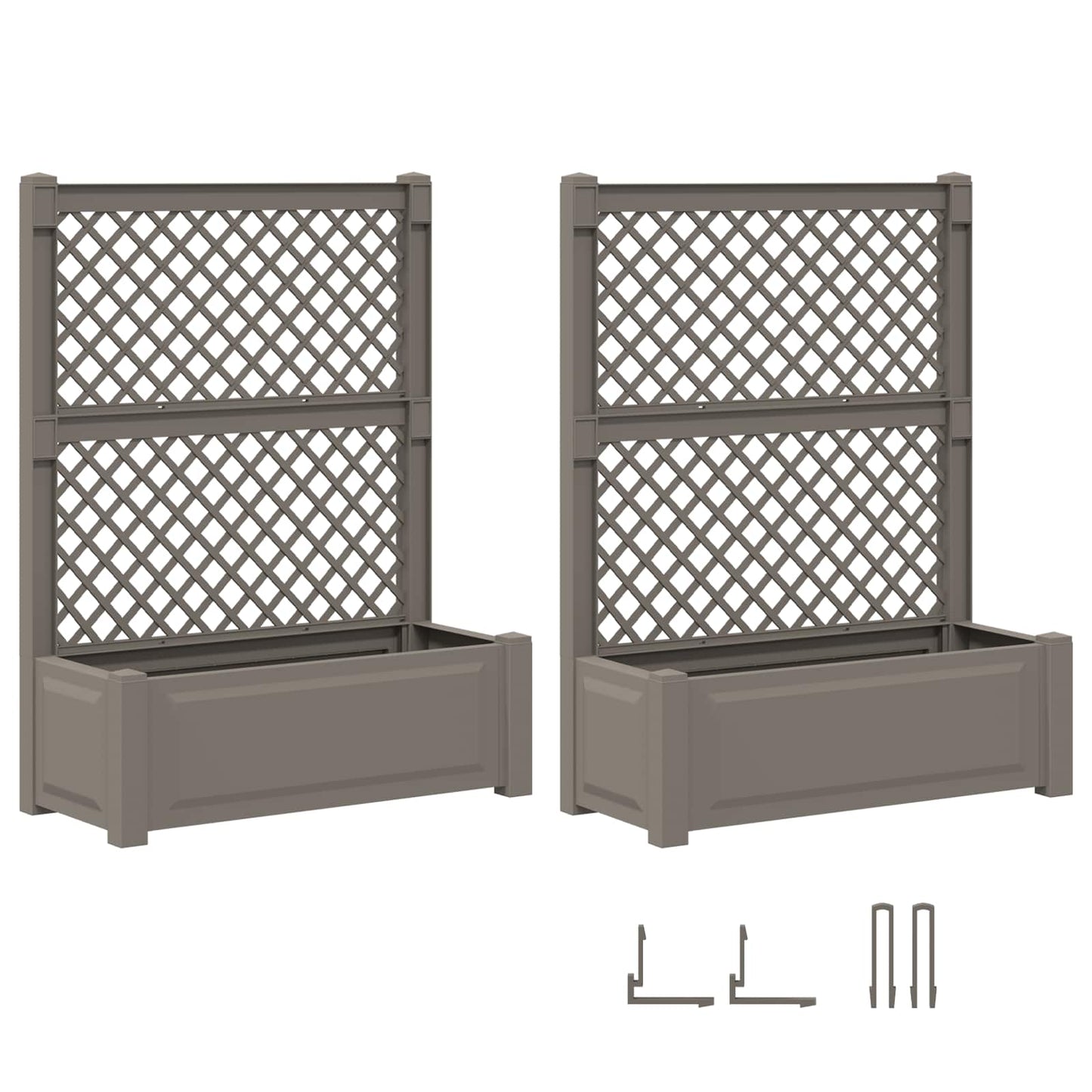 vidaXL Big Planter with Trellis 2 pcs PP Grey 4