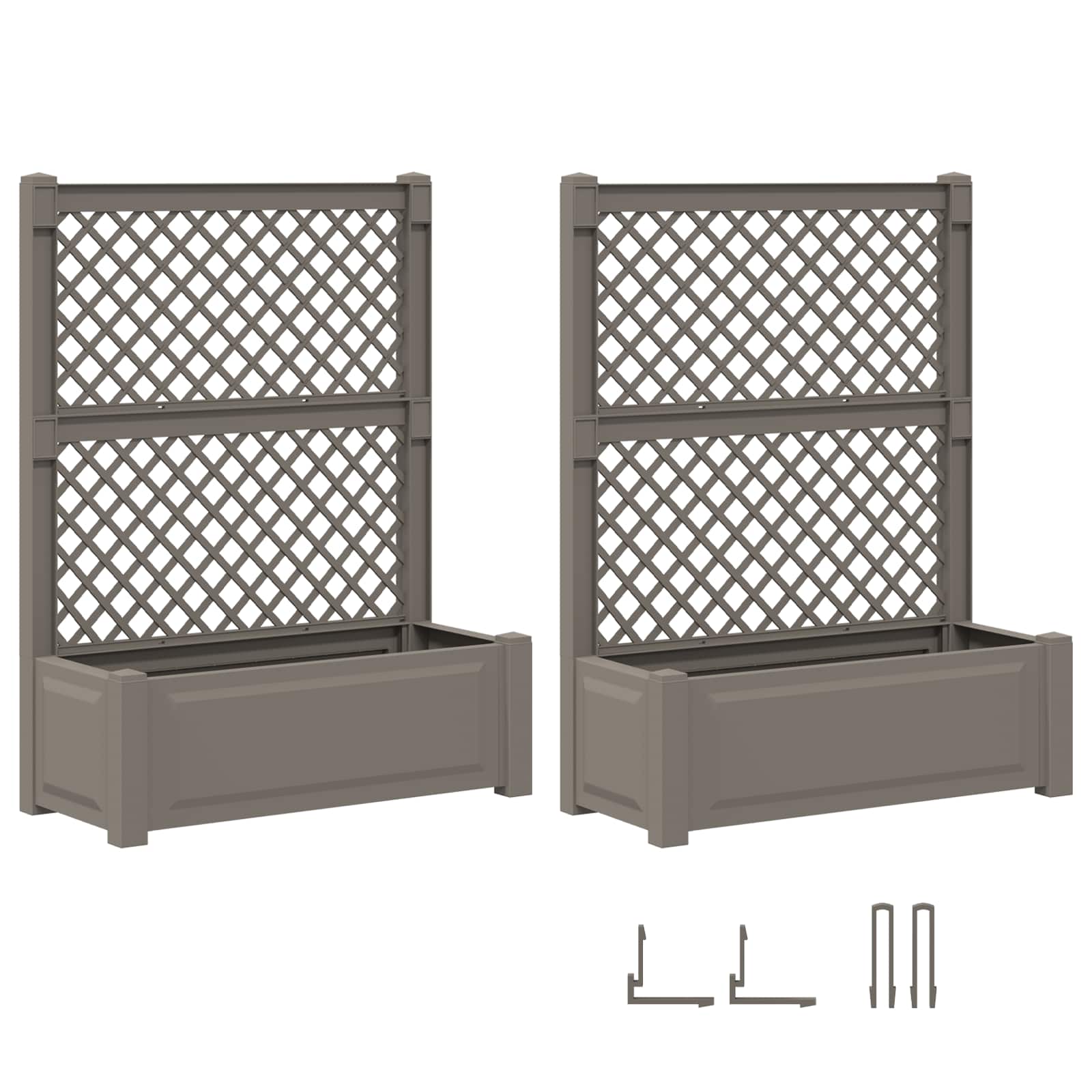 vidaXL Big Planter with Trellis 2 pcs PP Grey 4