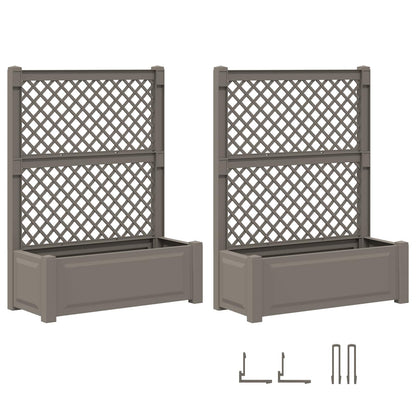 vidaXL Big Planter with Trellis 2 pcs PP Grey 4