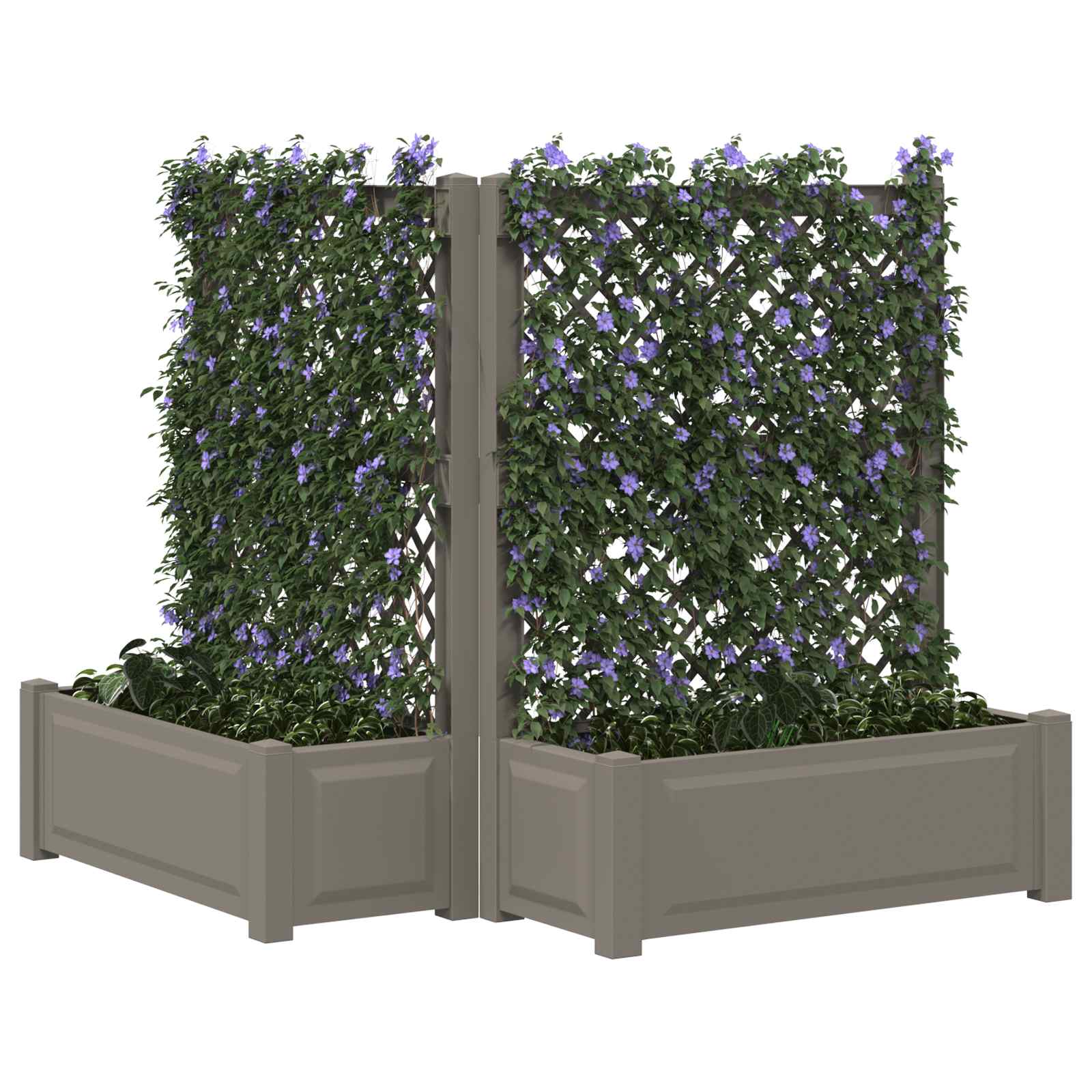vidaXL Big Planter with Trellis 2 pcs PP Grey 2