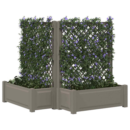 vidaXL Big Planter with Trellis 2 pcs PP Grey 2