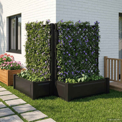 vidaXL Big Planter with Trellis 2 pcs PP Anthracite 1