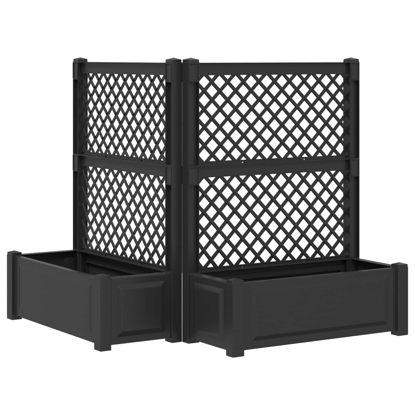 vidaXL Big Planter with Trellis 2 pcs PP Anthracite 2
