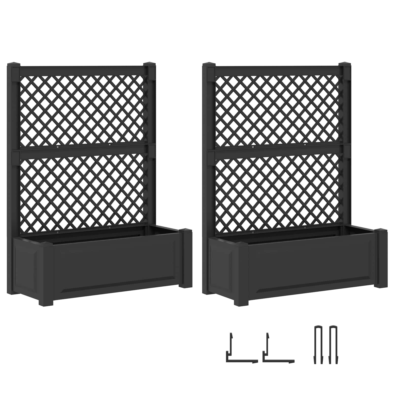 vidaXL Big Planter with Trellis 2 pcs PP Anthracite 5