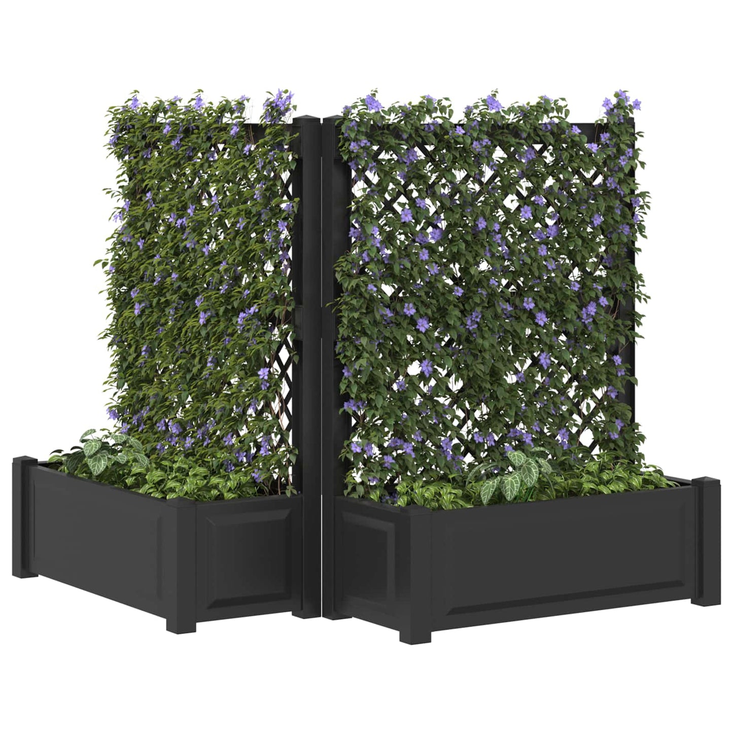 vidaXL Big Planter with Trellis 2 pcs PP Anthracite 3