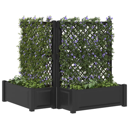 vidaXL Big Planter with Trellis 2 pcs PP Anthracite 3