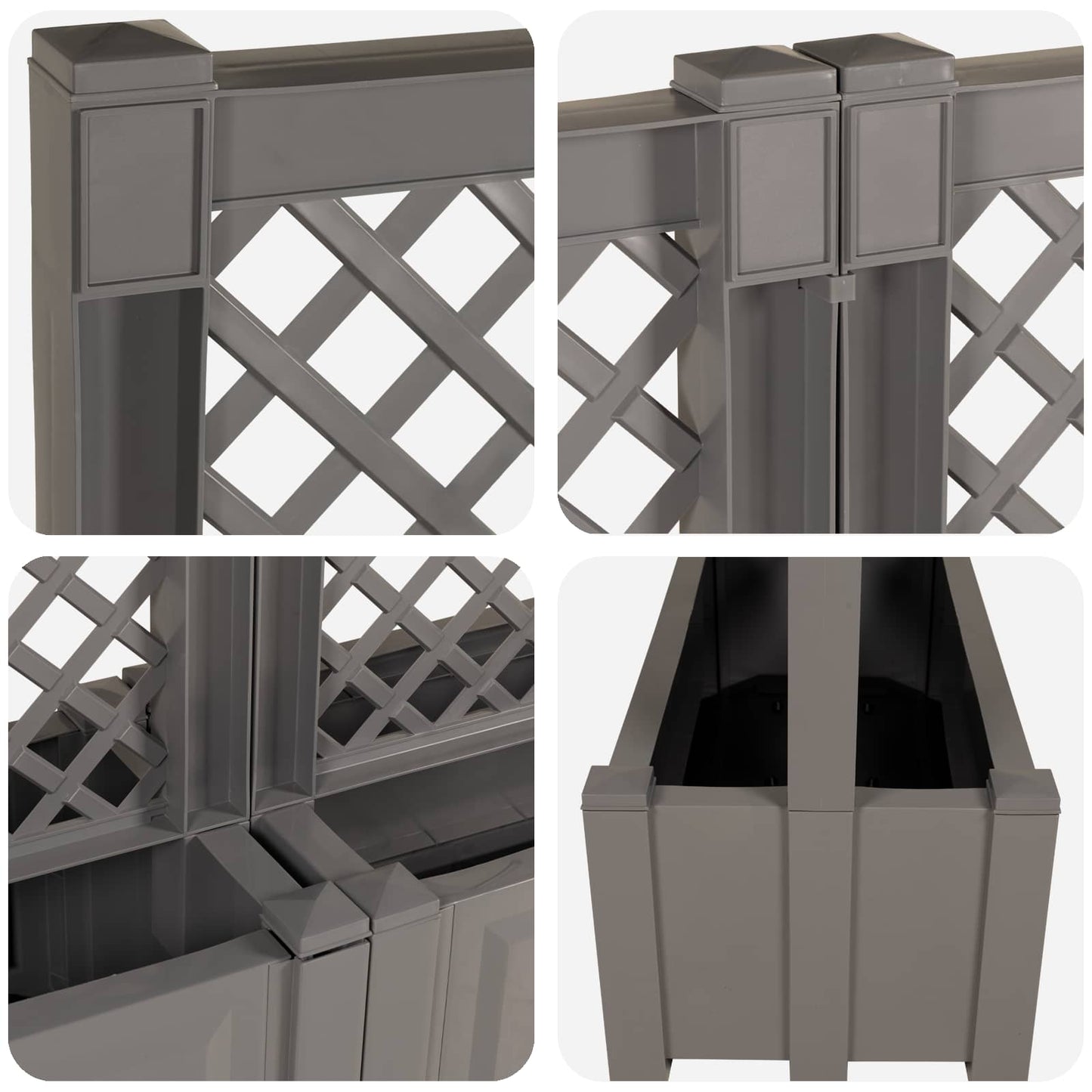vidaXL Big Planter with Trellis 2 pcs PP Grey 6