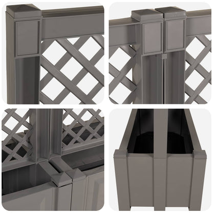 vidaXL Big Planter with Trellis 2 pcs PP Grey 6