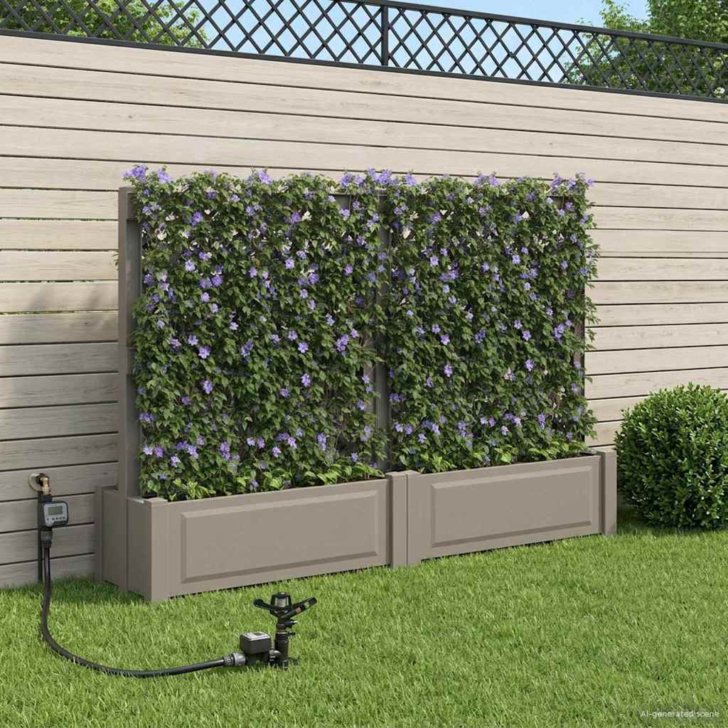 vidaXL Big Planter with Trellis 2 pcs PP Grey 1