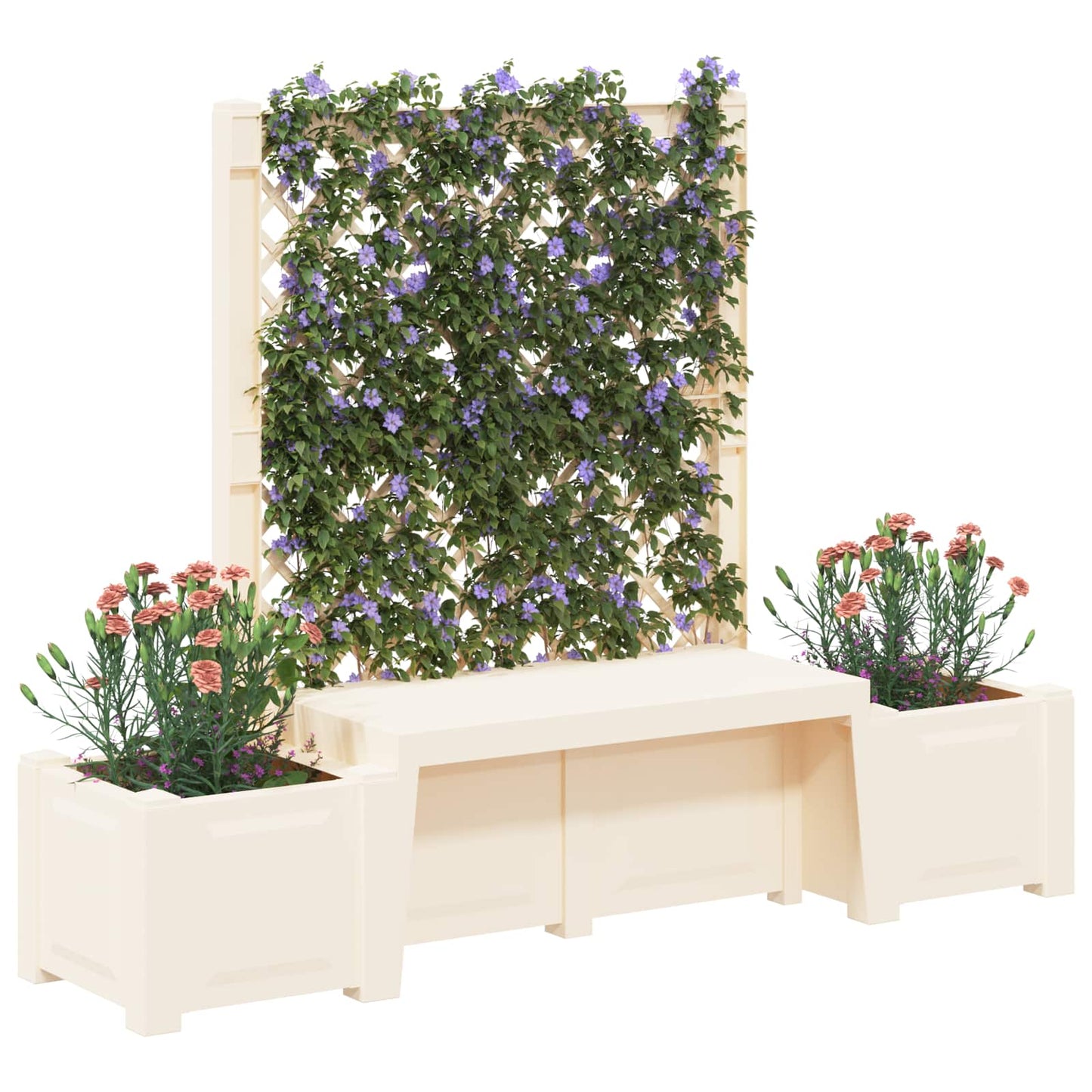 vidaXL Garden Bench Kopenhagen PP White 3