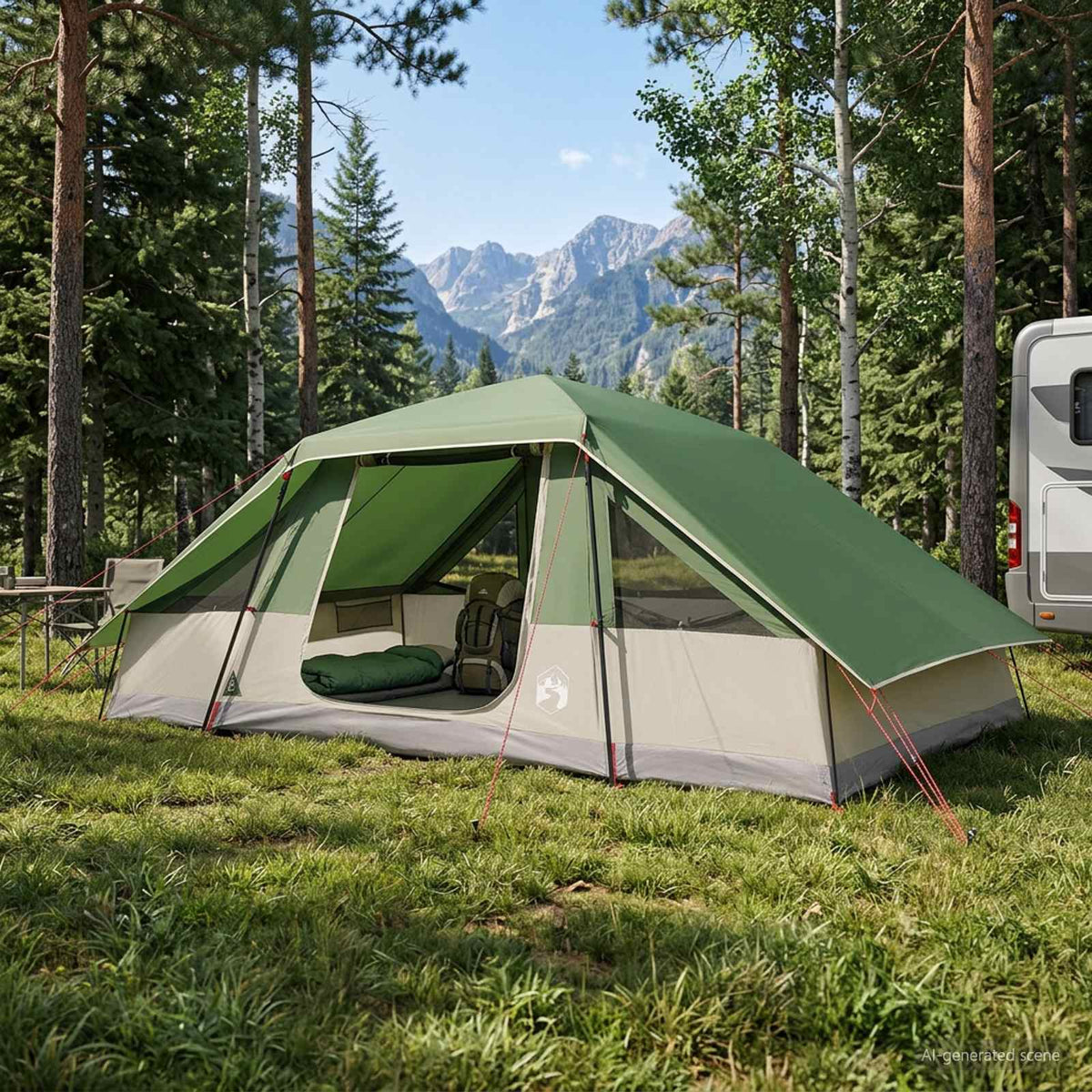 vidaXL Family Tent with Rainfly Water-resistant 10-Person Green 1