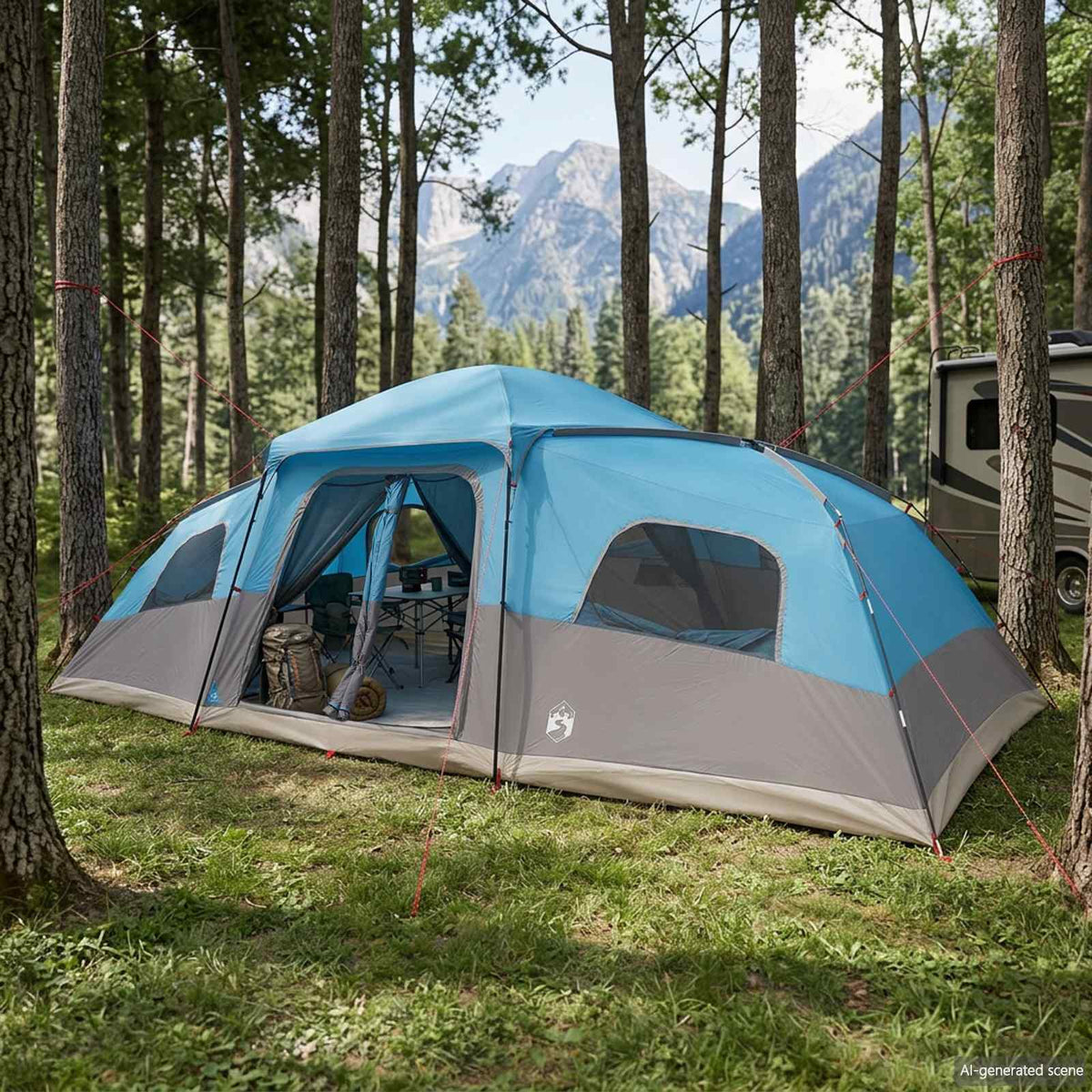 vidaXL Family Tent with Rainfly Water-resistant 18-Person Blue 1