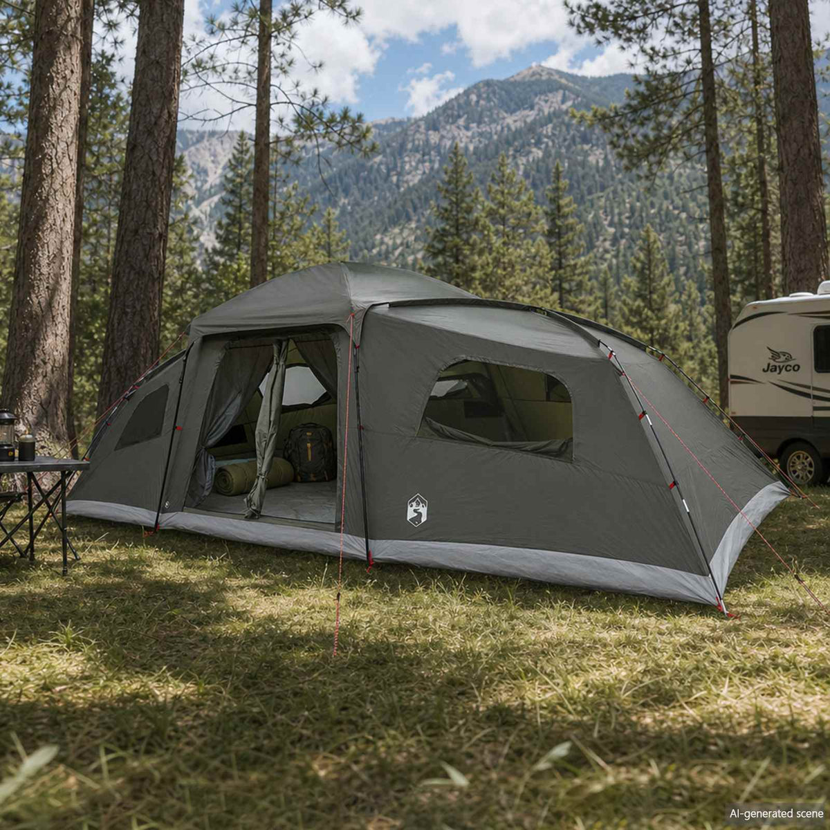 vidaXL Family Tent with Rainfly Water-resistant 18-Person Army Green 1