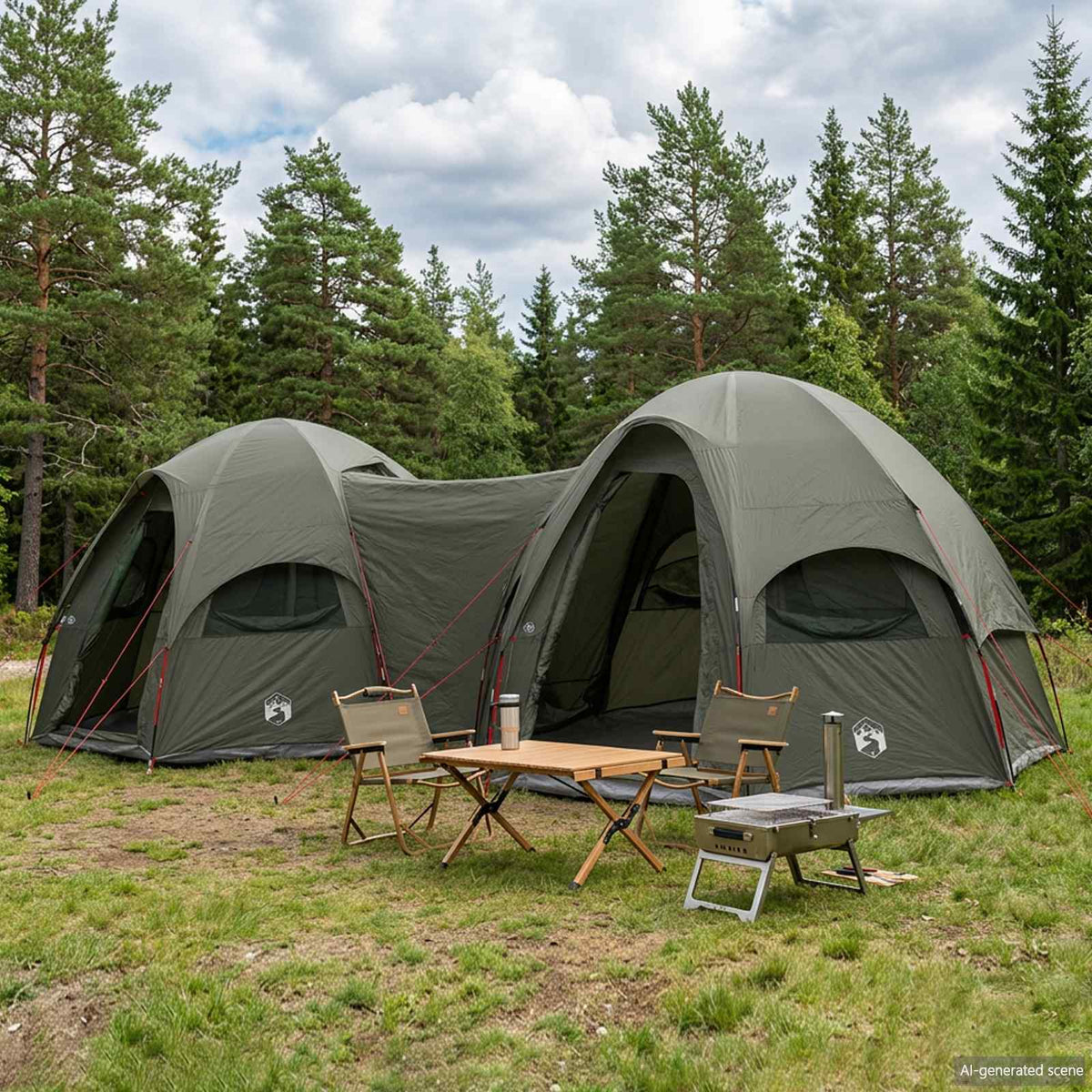 vidaXL Family Tent with Rainfly Water-resistant 14-Person Army Green 1