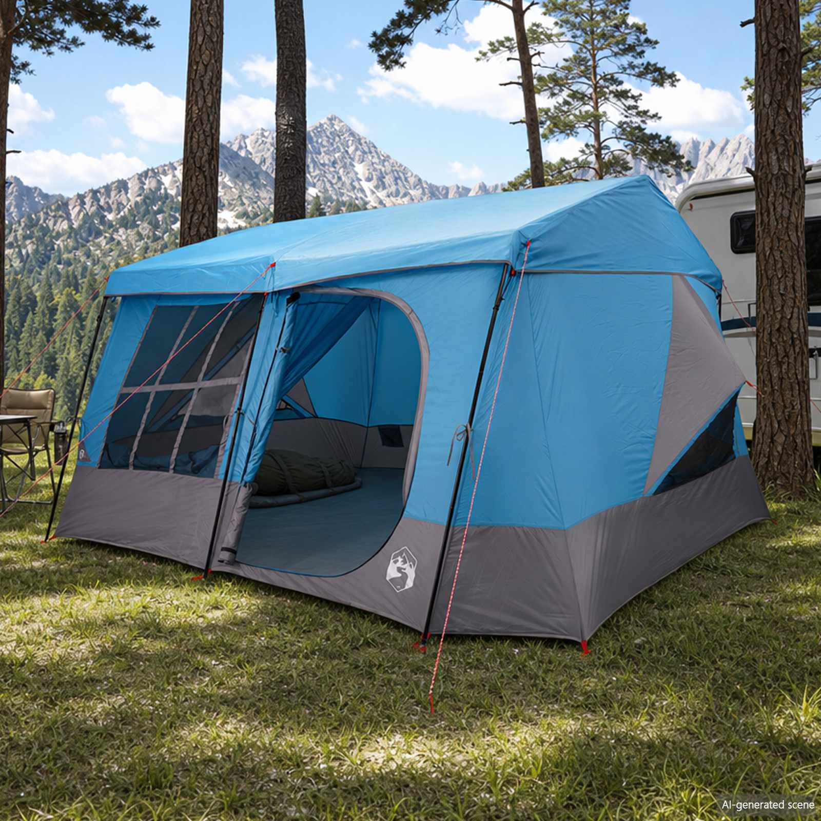 vidaXL Family Tent with Rainfly Water-resistant 9-Person Blue 1
